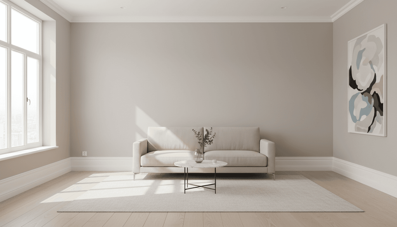 Freshly painted living room with clean lines and a spotless finish